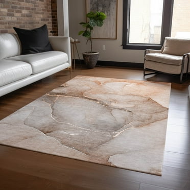 Addison Rugs Chantille Indoor/Outdoor Transitional Watercolors Taupe Washable Rectangle Rug, 8' x 10'
