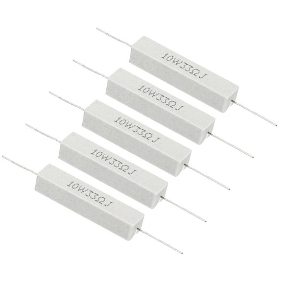 5Pcs 33 Ohm Resistors, 10W Ceramic Cement Resistor Power Cement Resistor Kit Tolerance 5% for Power Adapters Audio