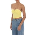 thumbnail image 2 of Women's Slim Tube Tops Solid Color Bandeau Mini Rosette Crop Tops Ruched Blouse Tighten Waist Vest Summer Clothes for Summer, 2 of 6