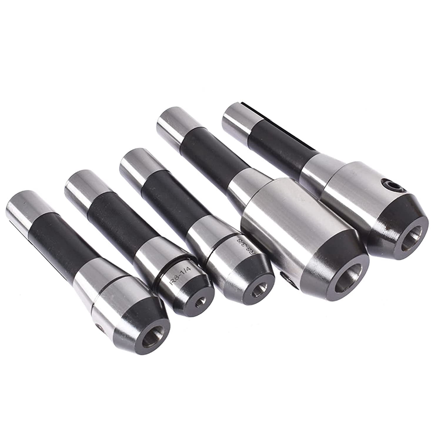 EPOTOOR R8 End Mill Holder Set Alloy Tool5-Pack 1/4 Inch 3/8 Inch 1/2 Inch 5/8 Inch 3/4 Inch Adapter Replacement for Bridgeport Type Milling Machines