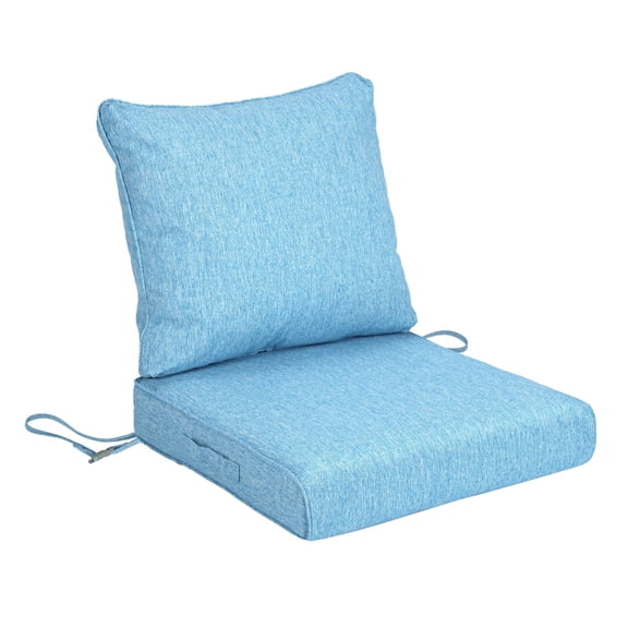 BPS 21x21 Inch Outdoor Deep Seat Cushion Set, Waterproof Patio Furniture Cushions with Adjustable Straps & Removable Cover for Patio, Deck, or Garden, Lake Blue