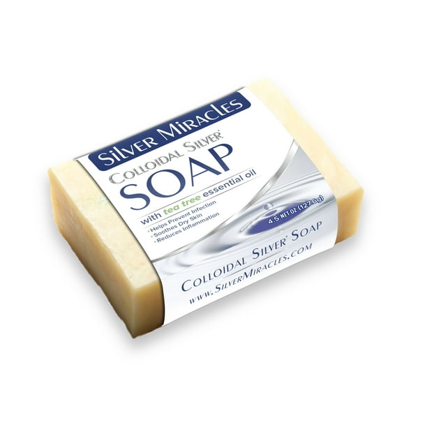 Silver Miracles Colloidal Silver Soap with Tea Tree Essential Oil 4.5oz Single Bar