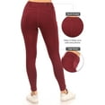 thumbnail image 3 of Women's Full Length Stretch High Waist Zip Pocket Workout Yoga Running Seamless Leggings Burgundy M, 3 of 5