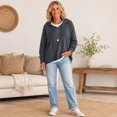 thumbnail image 6 of Women's Drop Shoulder Long Sleeve Drawstring Loose Knit Hooded Pullover Sweater S, 6 of 6