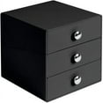 thumbnail image 3 of 3-Drawer Plastic Vanity Organizer, Compact Storage Set for Cosmetics, Dental Supplies, Black, 3 of 5
