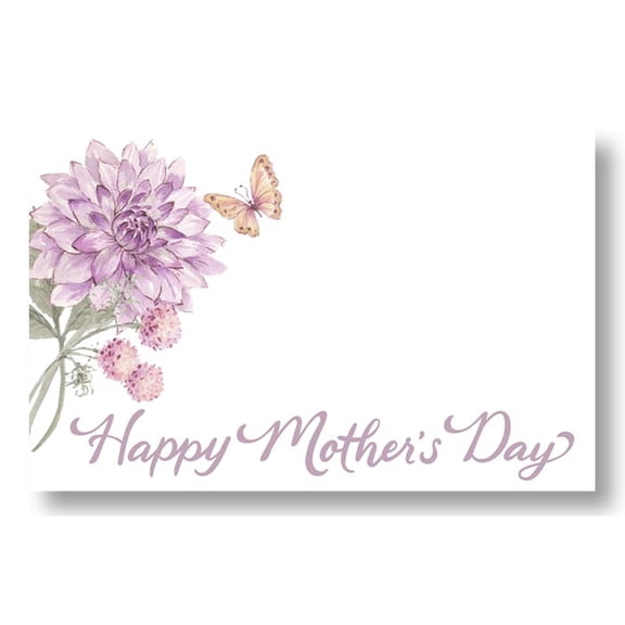 Happy Mother's Day Bloom and Flutter Enclosure Cards / Gift Tags - 3.5 Inches x 2.25 Inches - 50 Pack (063125) - Mother's Day Gift Wrap Supplies