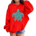 thumbnail image 1 of BXUIDJG Sweatshirts for Girls Toddler & Kids Cartoon Turtle Printed Oversize Drop Shoulder Pullover with Pocket Girls and Toddlers' Sweatshirt Red-6-7 T, 1 of 4