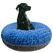 Bessie and Barnie Signature Serenity Grey / Blue Sky Luxury Extra Plush Faux Fur Bagel Pet/ Dog Bed