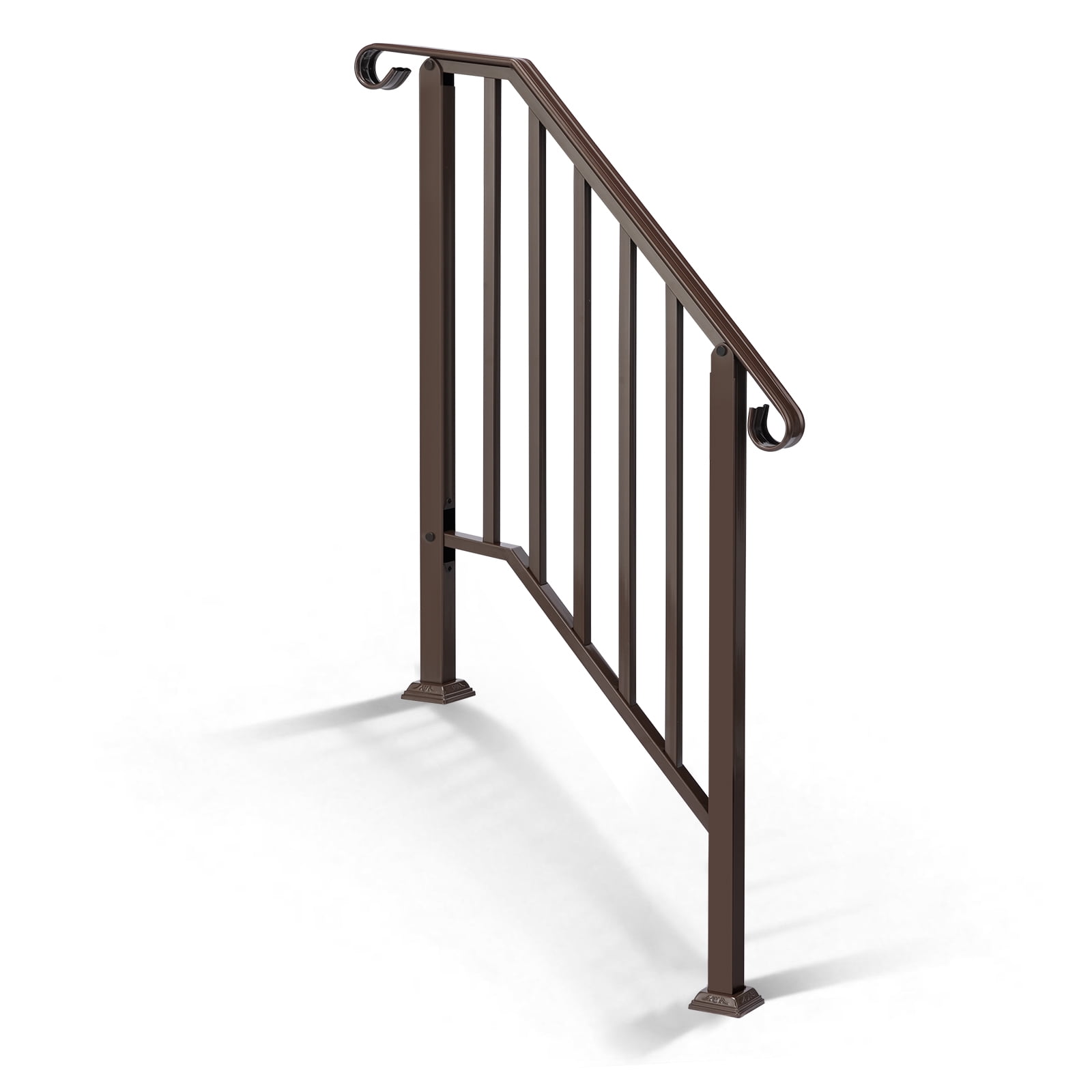 Copper Galvanized Iron Stair Handrail Curved Step Railing Fit 2-3 Steps Outdoor Garden Steps Rust Resistant Powder Coated Safety Picket Rail With Mounting Hardware