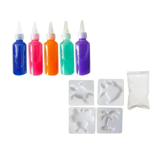 Kit de juguete mágico de agua de océano DIY | Set de manualidades científicas de alginato de sodio | 4 Moldes de criaturas marinas | 5 Botellas de Gel Acabado de 60ml | Actividad de rompecabezas de