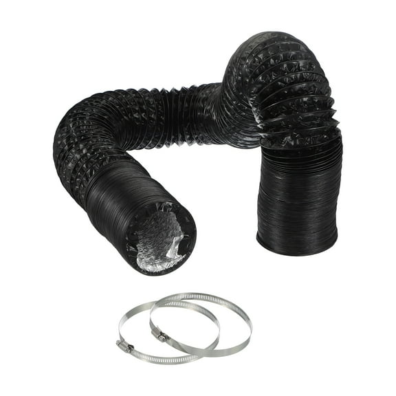 Uxcell 5 Inch Air Duct, 33Ft Length Dryer Vent Hose Flexible Aluminum Ducting for HVAC Include 2 Clamps, Black