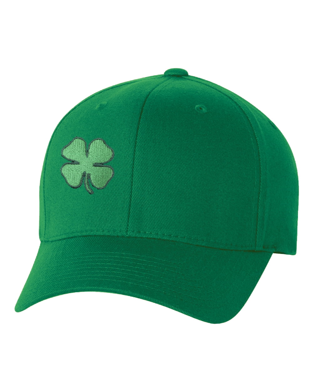 St Patrick\'s Day Fitted Hat, Four Leaf Clover Flex Fit Baseball Hat - Full  Clover