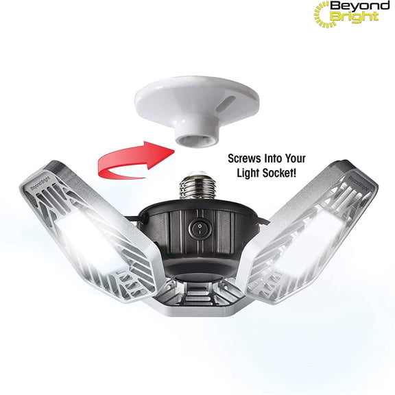 PYYAN-Beyond Bright LED Ultra-Bright Garage Light - 3 Adjustable Panels, Energy Efficient, Easy to Install, Durable and Long-Lasting Light for Garages, Warehouses and More