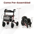 thumbnail image 3 of Goplus Walker for Seniors Folding Rollator Walker with 9" Pneumatic Tires for All Terrain Red, 3 of 10