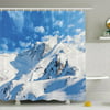 Ambesonne Lake Mountain Landscape Ski Slope Winter Sport Telfer and Snowboarding Image Shower Curtain Set