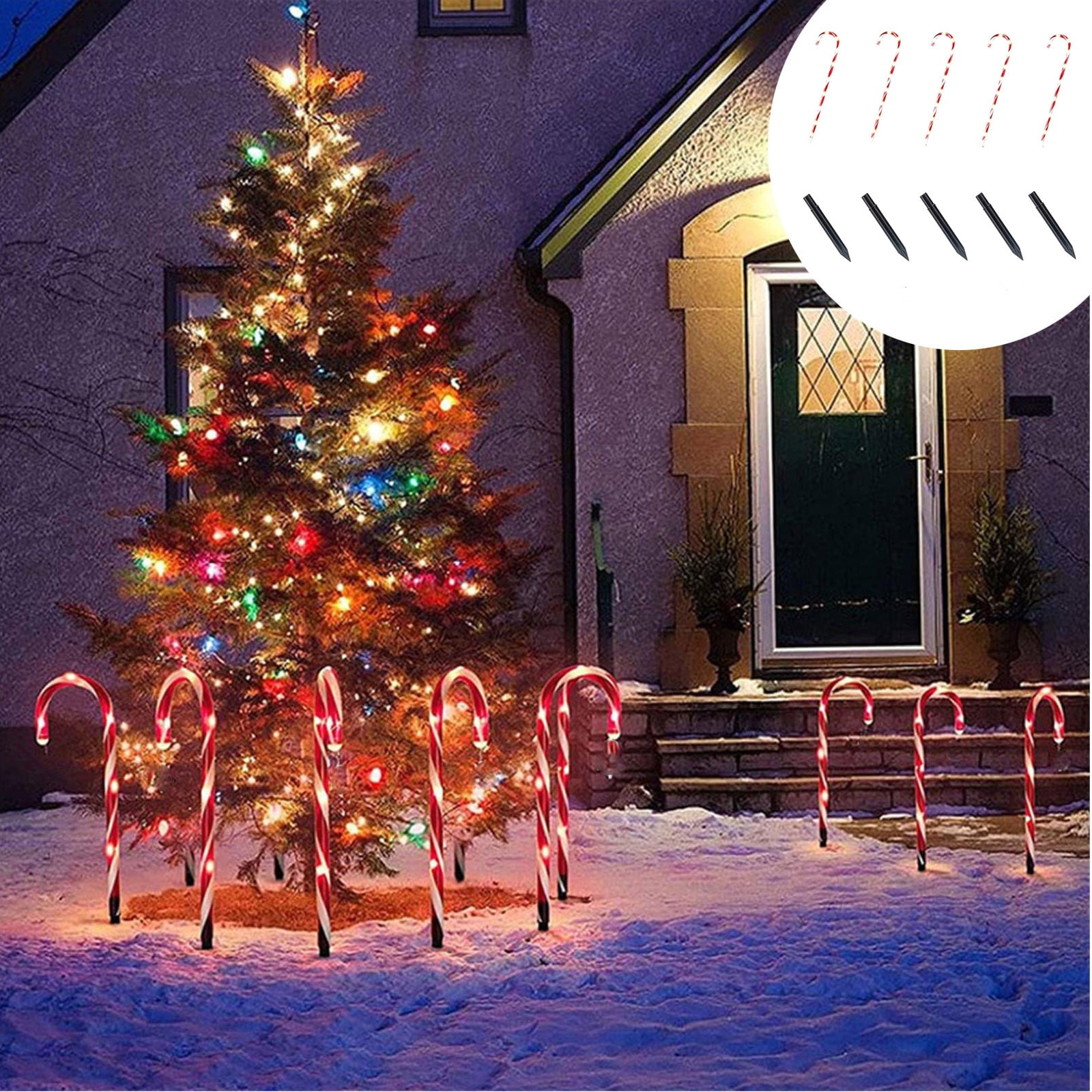 Christmas Decorations,Christmas Crutch Ground Lamp Outdoor PlugIn