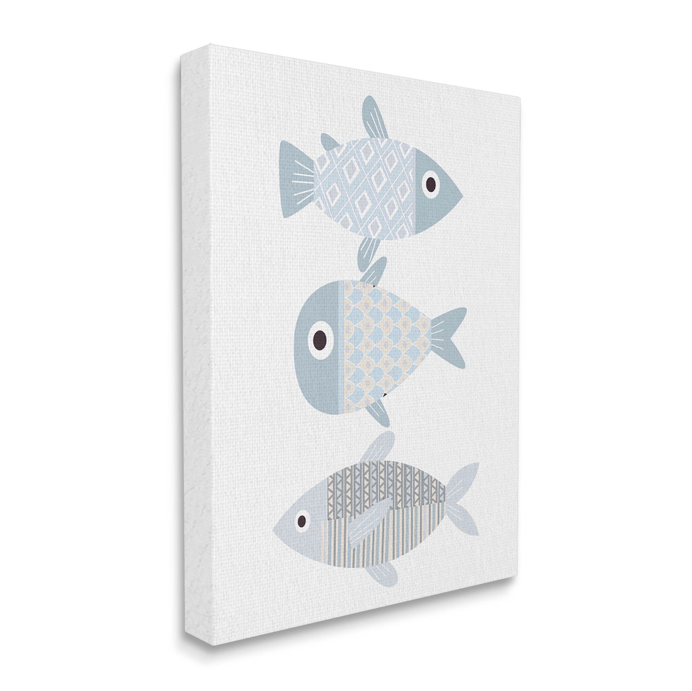 Stupell Industries Three Whimsical Patterned Fish Sea Life Graphic Art Gallery Wrapped Canvas Print Wall Art, Design by Kim Allen