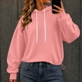 thumbnail image 4 of Warop Womens Drawstring Hooded Crop Sweatshirt with Side Pockets, Long Sleeve Pullover, Cotton Casual Athletic for Daily, 4 of 6