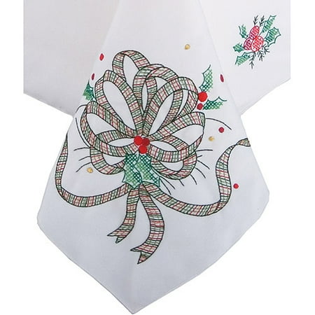 Holiday Plaid Stamped Embroidery Tablecloth