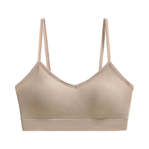 Seamless Sports Bra for Women Wireless Compression Padded Supportive Bras for Gym Yoga Fitness Brown M