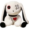 thumbnail image 1 of Peluche de conejo gótico travieso, relleno de conejo de Pascua, almohada de animal, suave conejo rosa, lindo conejo de peluche, regalo, 10 pulgadas (blanco), 1 of 4