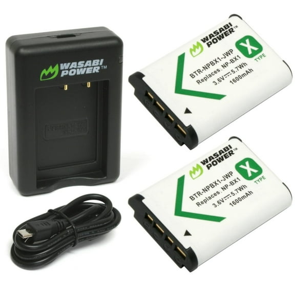 Wasabi Power KIT-BB-NPBX1-01 Battery and Dual Charger Sony NP-BX1, Black and White, 2 Per Pack