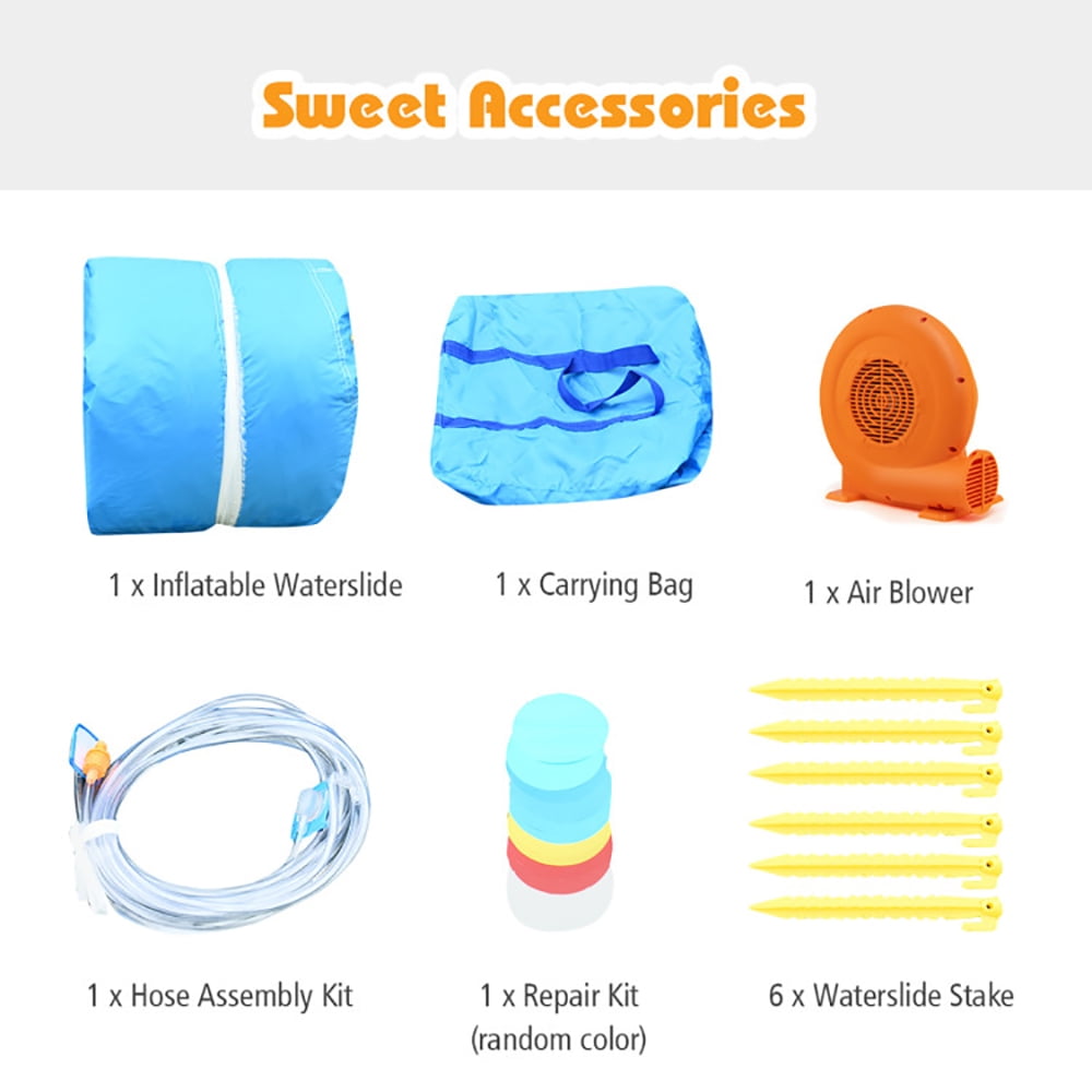 Aimee Lii Inflatable Water Slide Bounce House with Water Cannon with 750W Blower, Playhouse for Kids Outdoor
