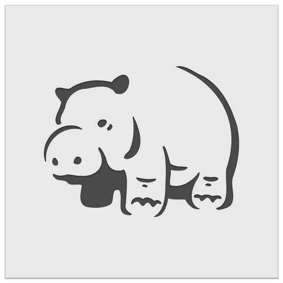 Round Standing Hippopatomus DIY Cookie Wall Craft Stencil - 5.5 Inch