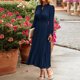 thumbnail image 3 of Vestido Estampado de puntos Cambio lindo Color sólido Mujer con cordones Traje diario Ygjytge Azul oscuro T XL para Mujer, 3 of 8