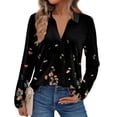 thumbnail image 2 of Women's Fashion Athleisure Long-Sleeve Vintage Floral Butterfly Print Stand Collar Polo Shirt Top, Comfortable & Skin-Friendly & Breathable, Gifts for Women, 2 of 5