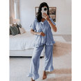 thumbnail image 2 of Womens 2 Piece Gingham Pajamas Sets Plaid Puff Sleeve Babydoll Shirt Ruffle Pants Y2K Pjs Lounge Set, 2 of 7