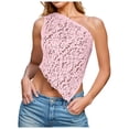 thumbnail image 1 of Top corto de encaje con un solo hombro para mujer - Tirantes finos y espalda descubierta - Poliéster - Para salir en verano - Tallas S-L, 1 of 6