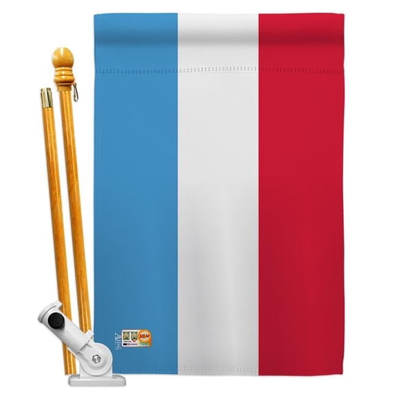 Americana Home & Garden AA-CY-HS-140140-IP-BO-D-US18-AG 28 x 40 in. Luxembourg Flags of the World Nationality Impressions Decorative Vertical Double Sided House Flag Set & Pole Bracket Hardware Flag S
