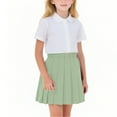 thumbnail image 2 of FAIWAD Girls Uniform Pleated Skirt Kids High Waist A-line Skorts Girls Solid Color Mini Skirts with Shorts, 2 of 8