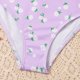 thumbnail image 5 of Augper Toddler Kids Baby Girls Fashion Cute Flower Print Solid Color Swimming Trunks Seaside Swimsuit Set, 5 of 7