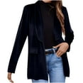thumbnail image 2 of Hvyesh Women's Velvet Blazer Jacket Solid Color Long Sleeve Coats Open Front Casual Suit Cardigan Mid-Length Coat, 2 of 7