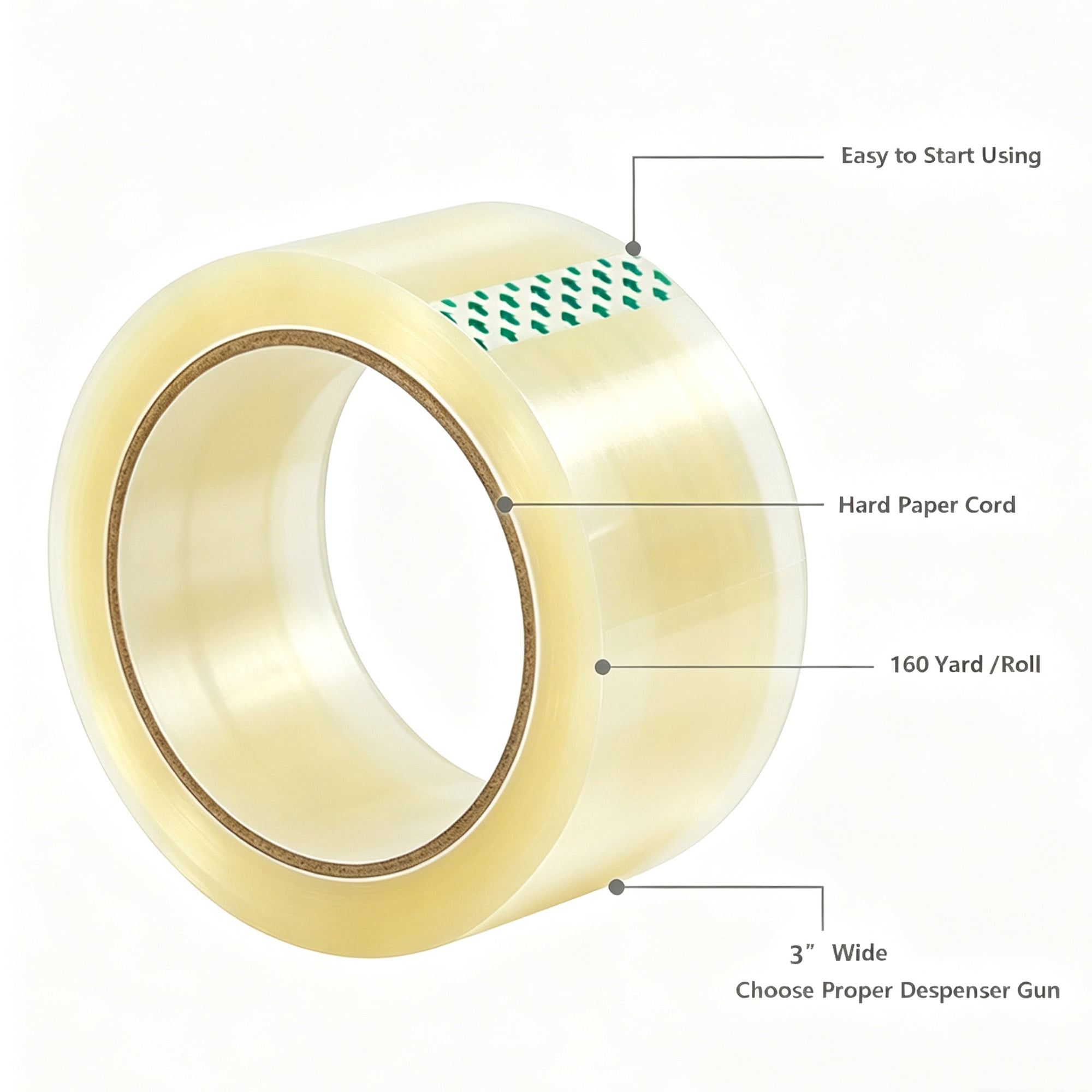 Abble Packing Tape, 3 in x 164 yd. Extra Wide Industrial & General Purpose Packing Tape, Clear, 1 Roll, for Moving, Shipping & Storage Boxes