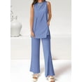thumbnail image 2 of Women'S 2 Piece Lounge Set 2025 Summer Casual Loose Tank Top Wide Leg Pants Matching Outfits Tracksuit Light Blue XXL, 2 of 5