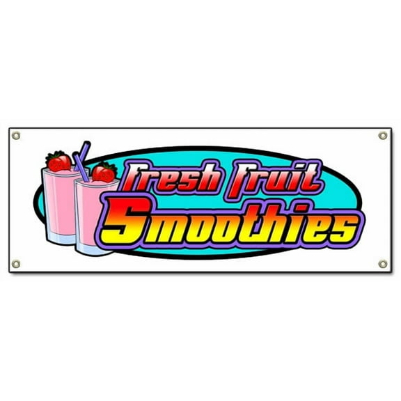 SignMission B-Smoothies Smoothies Banner Sign - Fresh Fruit Smoothie