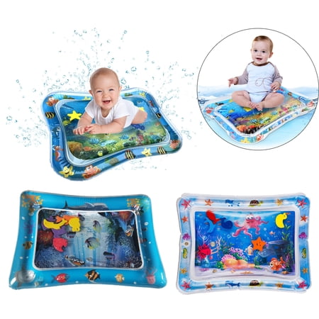 Inflatable Baby Water Mat, PVC Tummy Time Water Mat Fun Activity Play Center for Infants & Kids &Toddlers, Early Education Inflatable Patted Water Play Pad Cushion, 26 x 20'', Blue