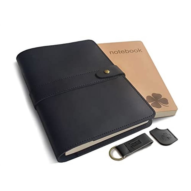 Cuaderno de piel negra le vent unisex A5 200 páginas rayas y en blanco