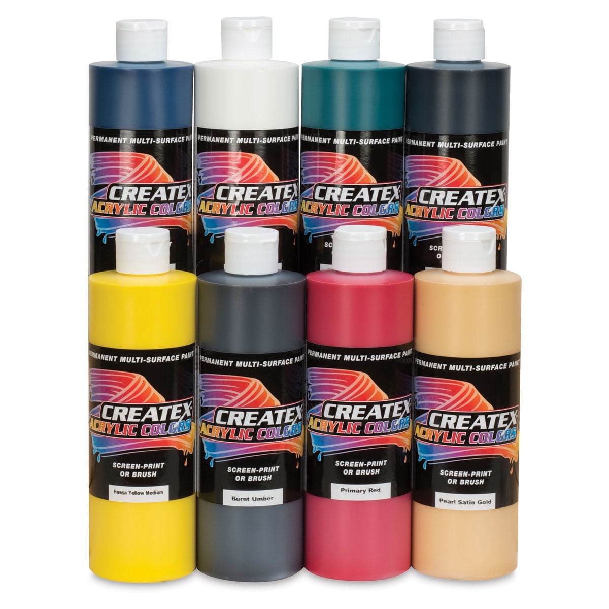 Createx Acrylic Paints - Set of 8, Assorted Colors, Pints