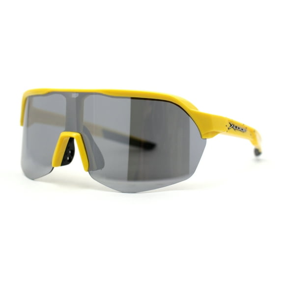 Xloop Silver Mirror Shield Oversize Half Rim Neon Plastic Sport Sunglasses Yellow
