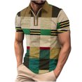 thumbnail image 1 of Mens Camisas de Manga Corta Impresa Gira-Abajo Collar Cremallera, Camiseta Casual Blusa para el Hogar, Diario Y Cuatro Estaciones de Uso, 1 of 5
