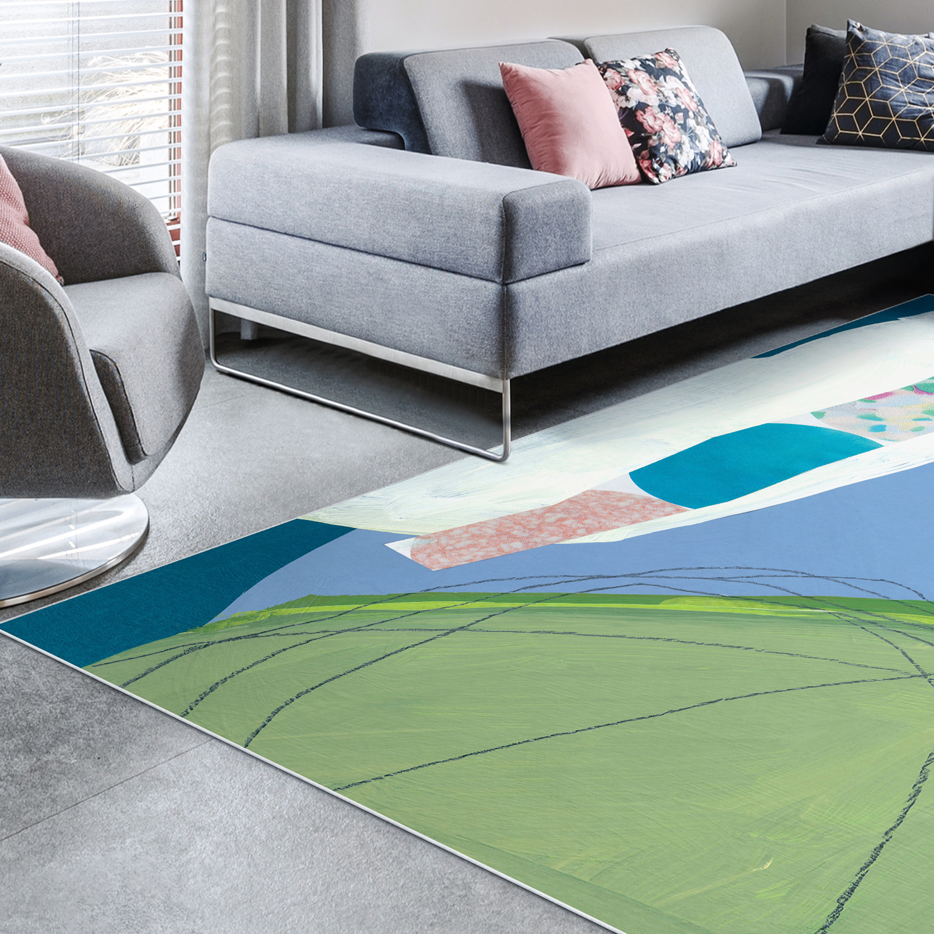 Pool Washable Geometric Art Area Rug size 8'x10', Power-loomed, Heavenly Softness with Non-Slipping Backing