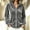 Gray, variant on Women's Jacket Long Sleeve Velvet Stand Collar Hip Relaxed Zipper Closure Side Pockets Ribbed Cuffs Solid