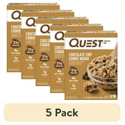 (5 pack) Quest Protein Bar, Chocolate Chip Cookie Dough Flavored, 21g Protein, Gluten Free, 4 Count
