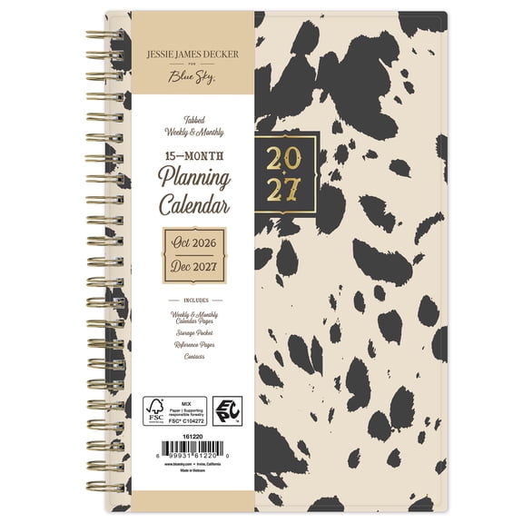 Jessie James Decker for Blue Sky Monthly Weekly Planner, 5" x 8", Cowhide 15-Month (October 2026 - December 2027)