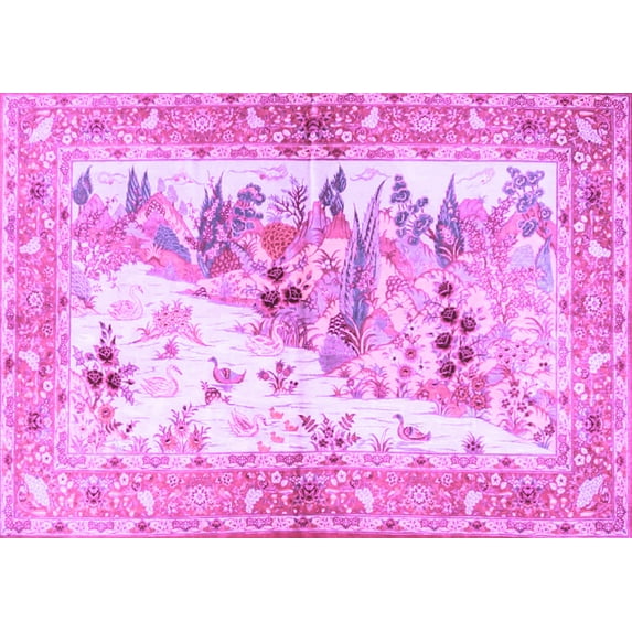 Ahgly Company Indoor Rectangle Animal Purple Traditional Area Rugs, 6' x 9'