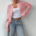 thumbnail image 7 of Jxximdong Fashion Coat for Women, Button Down Long Sleeve Crewneck Crop Cardigan Sweater Cute Knitwear Clothes, Women's Coats Pink, 7 of 7